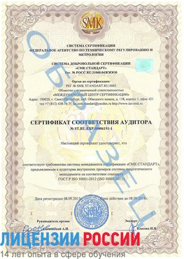 Образец сертификата соответствия аудитора №ST.RU.EXP.00006191-1 Зеленогорск Сертификат ISO 50001